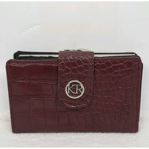 Kim Rogers Handbags - Kim Roger's Burgundy Croc Embossed Snap Close Wallet Bifold Organizer